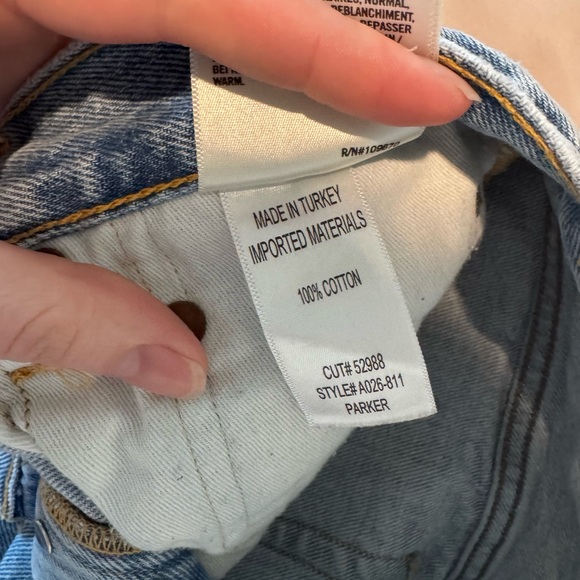 Agolde Light Blue Distressed Denim Jean Shorts - Picture 5 of 7